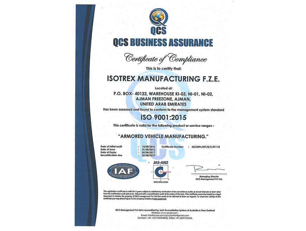 Isotrex ISO certificate